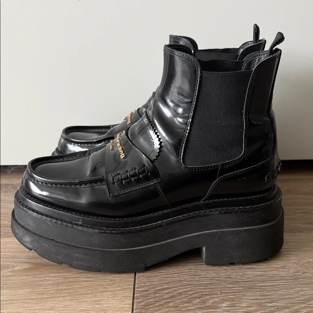 Alexander Wang carter platform loafer boot in leather - Picture 6 of 9